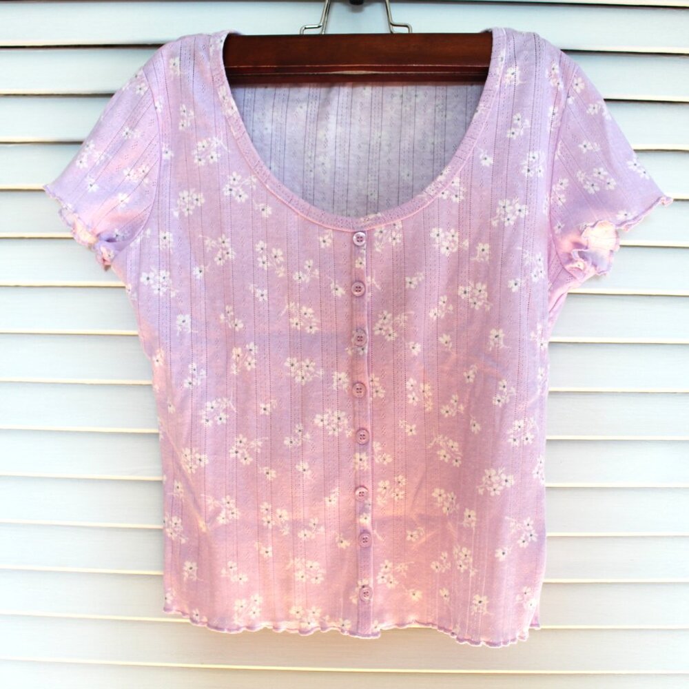 Pink Rose Purple Floral Top
